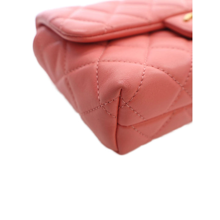 Chanel CC Matelassé Chaîne à rabat Mini Cuir d'agneau Rose – vue 10 – GABY PARIS