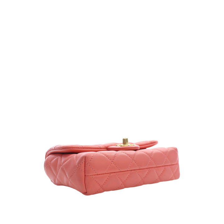Chanel CC Matelassé Chaîne à rabat Mini Cuir d'agneau Rose – vue 14 – GABY PARIS