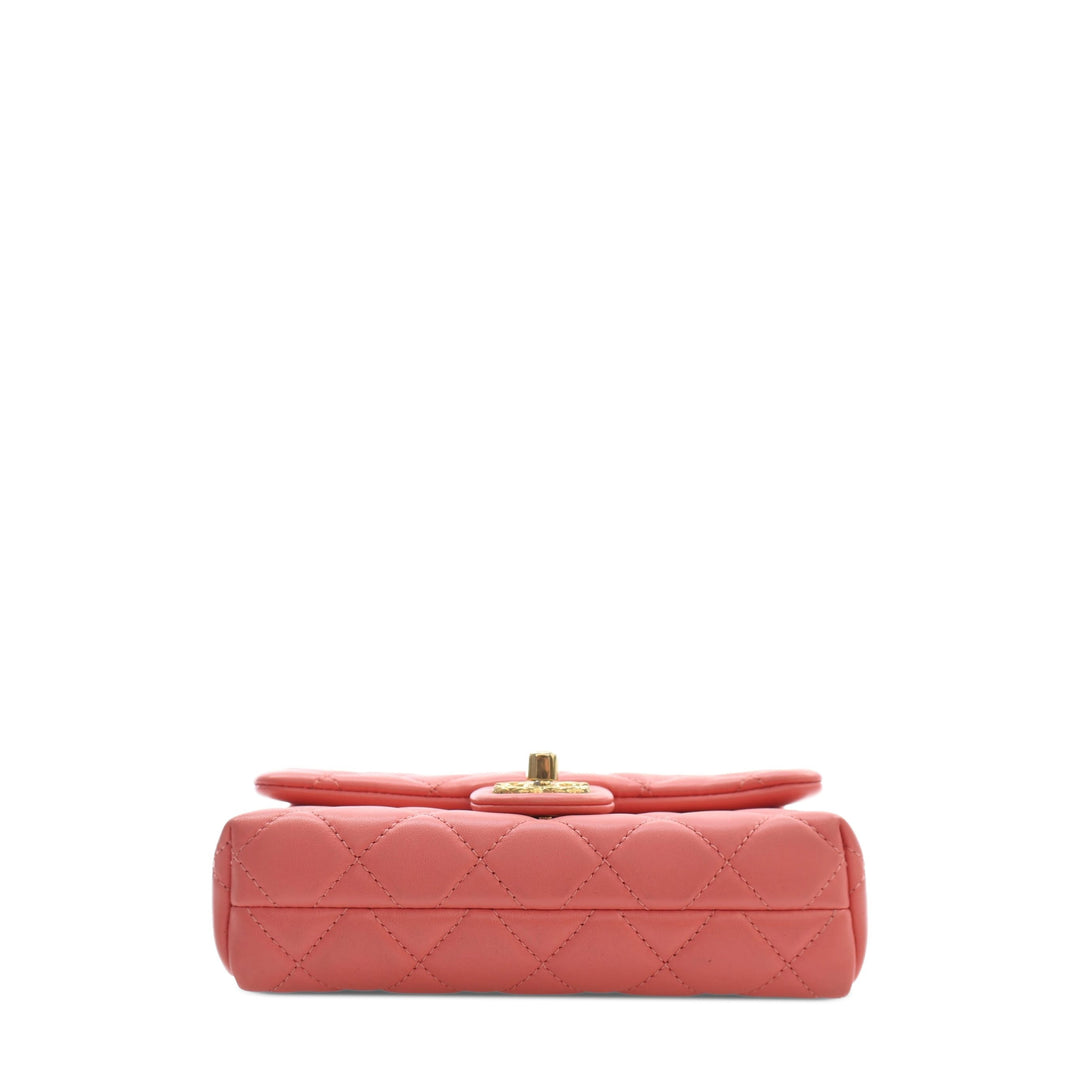 Chanel CC Matelassé Chaîne à rabat Mini Cuir d'agneau Rose – vue 3 – GABY PARIS