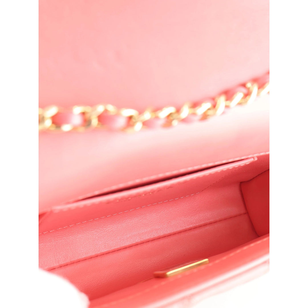 Chanel CC Matelassé Chaîne à rabat Mini Cuir d'agneau Rose – vue 4 – GABY PARIS