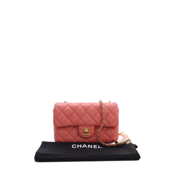 Chanel CC Matelassé Chaîne à rabat Mini Cuir d'agneau Rose – vue 6 – GABY PARIS