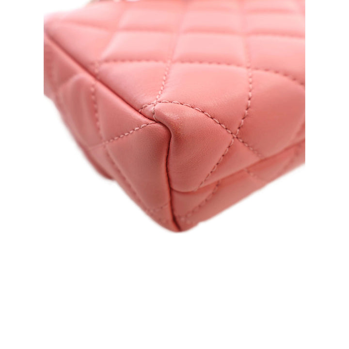 Chanel CC Matelassé Chaîne à rabat Mini Cuir d'agneau Rose – vue 7 – GABY PARIS