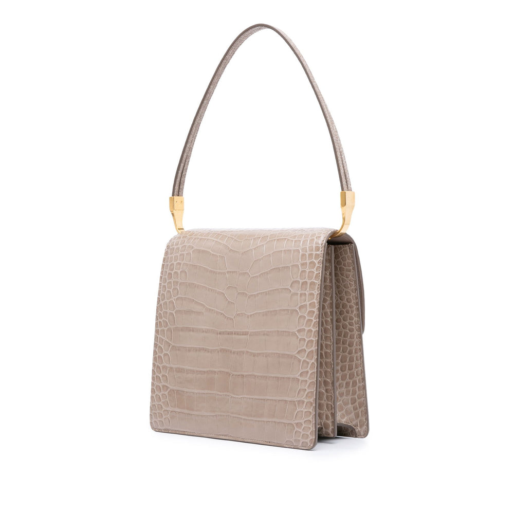 Balmain Embossed Leather Ely Shoulder Bag Brown - GABY PARIS