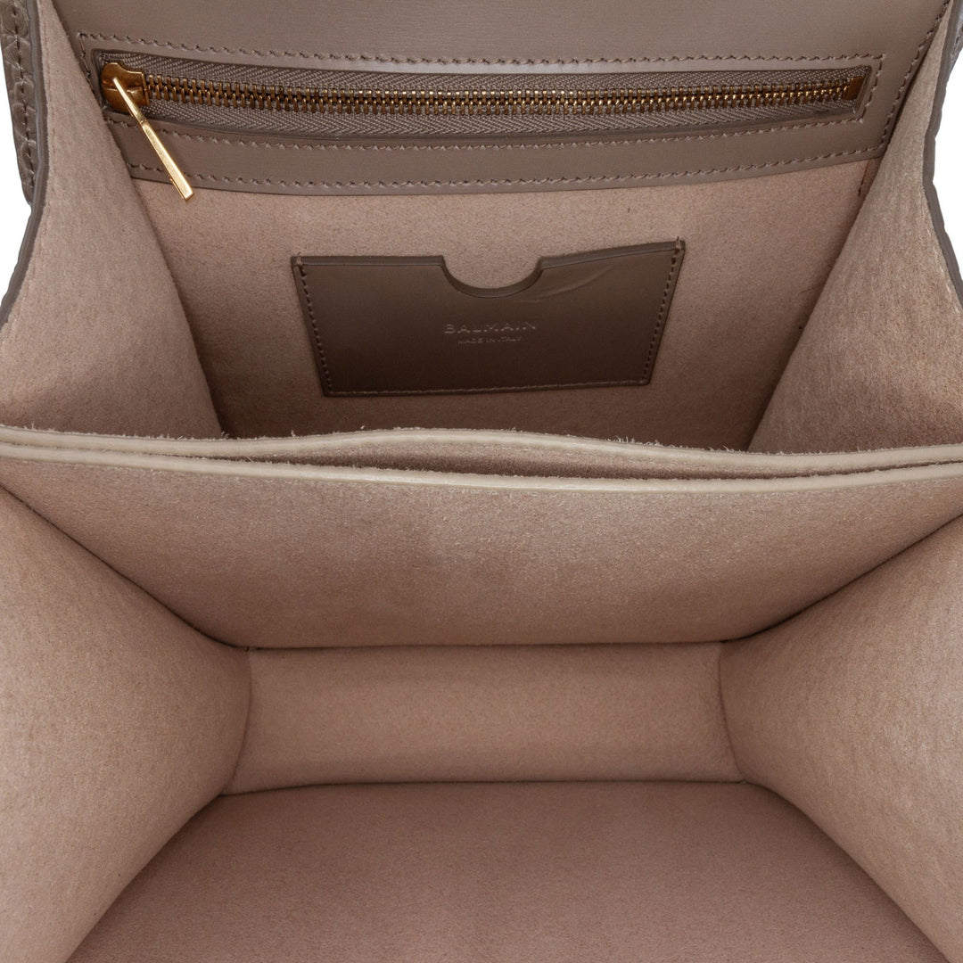 Balmain Embossed Leather Ely Shoulder Bag Brown - GABY PARIS