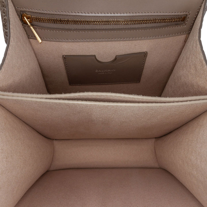 Balmain Embossed Leather Ely Shoulder Bag Brown - GABY PARIS