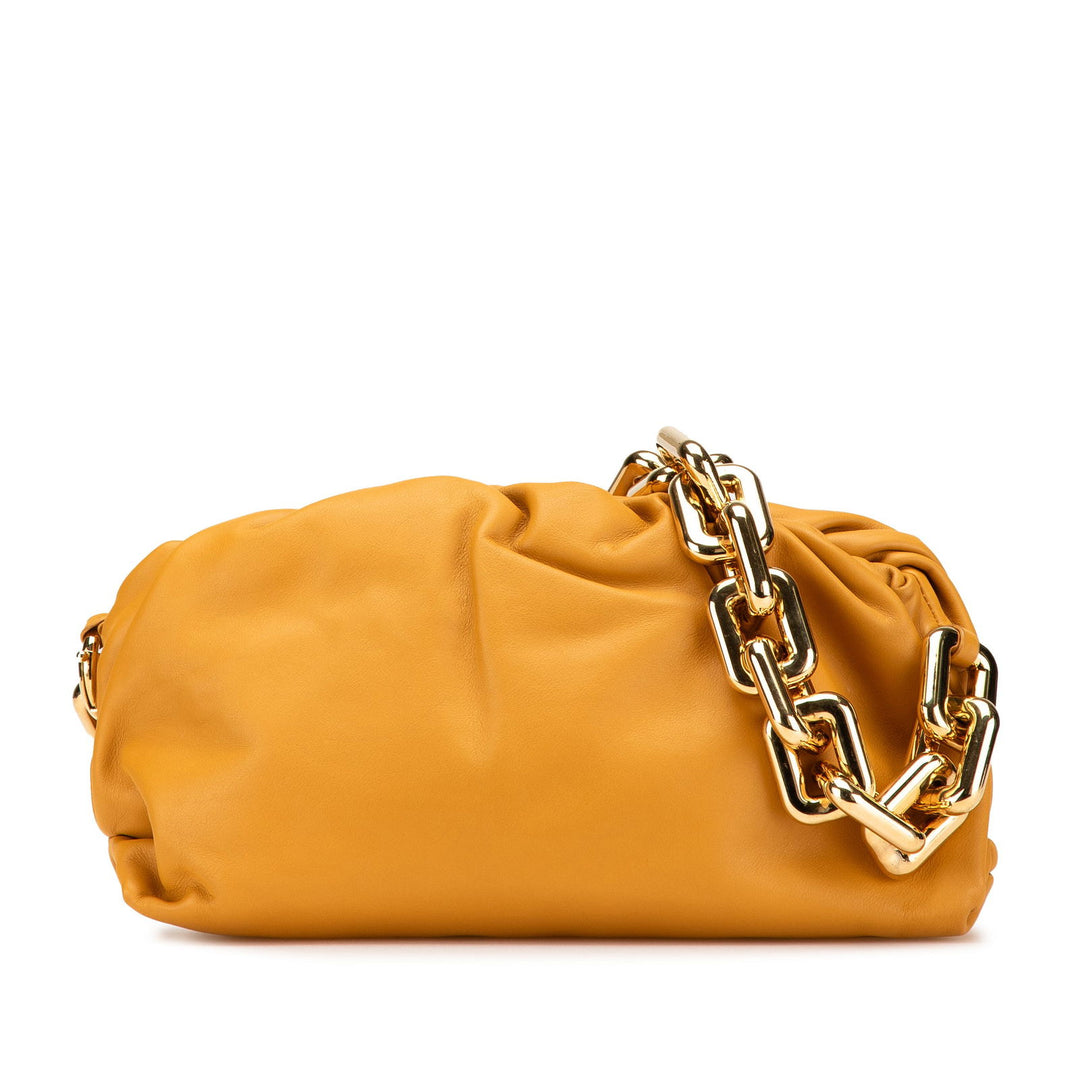 Bottega Veneta Lambskin Chain Pouch Yellow - GABY PARIS