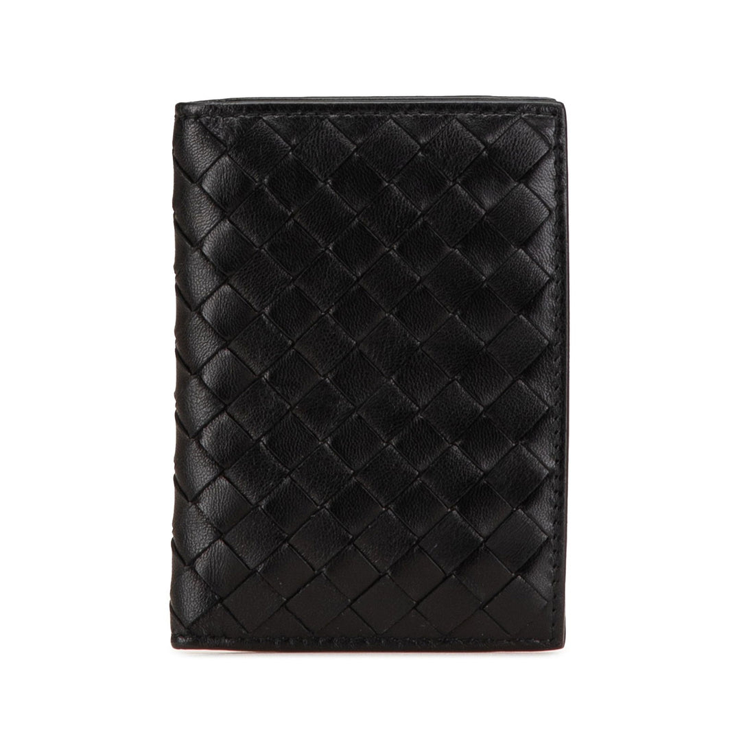 Bottega Veneta Nappa Intrecciato Bifold Card Case Black - GABY PARIS