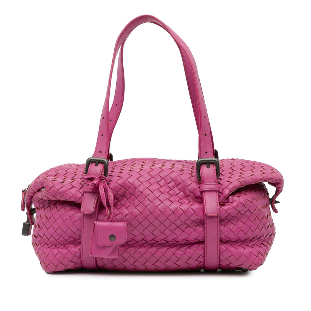 Bottega Veneta Nappa Intrecciato Montaigne Shoulder Bag Pink - GABY PARIS