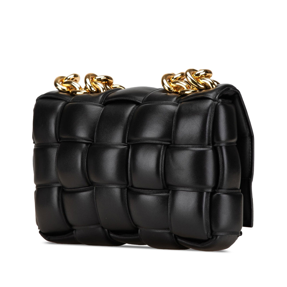 Bottega Veneta Nappa Intrecciato Padded Chain Cassette Satchel Black - GABY PARIS