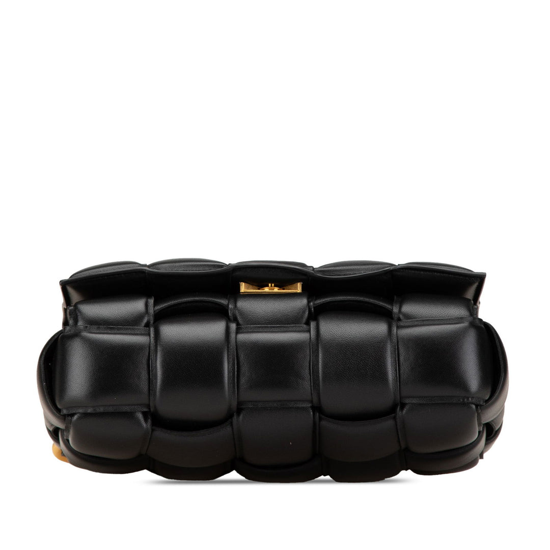 Bottega Veneta Nappa Intrecciato Padded Chain Cassette Satchel Black - GABY PARIS