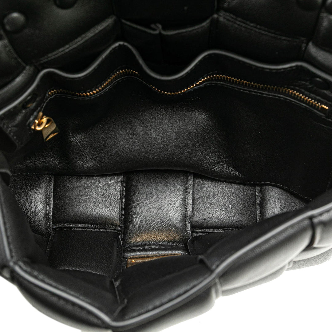 Bottega Veneta Nappa Intrecciato Padded Chain Cassette Satchel Black - GABY PARIS