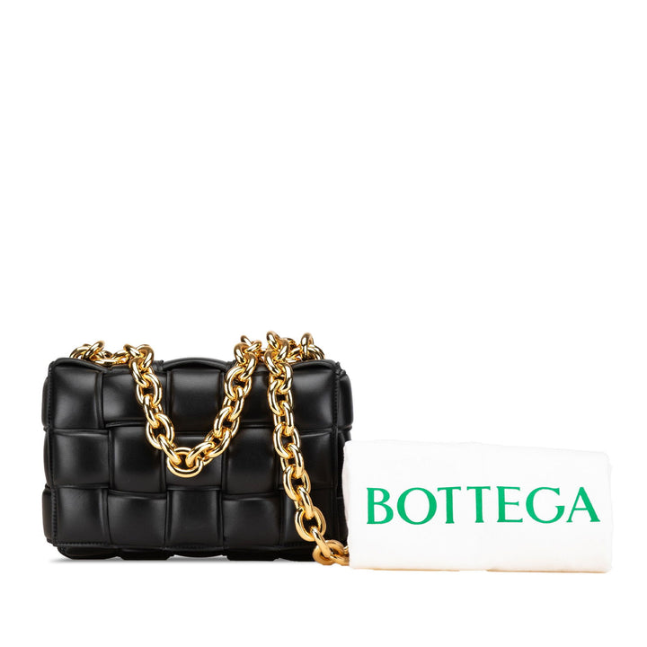 Bottega Veneta Nappa Intrecciato Padded Chain Cassette Satchel Black - GABY PARIS