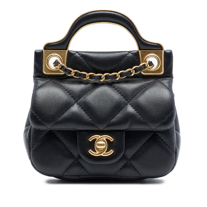 Chanel CC Matelassé Cuir de veau Lady Card Holder avec chaîne sac à anse supérieure