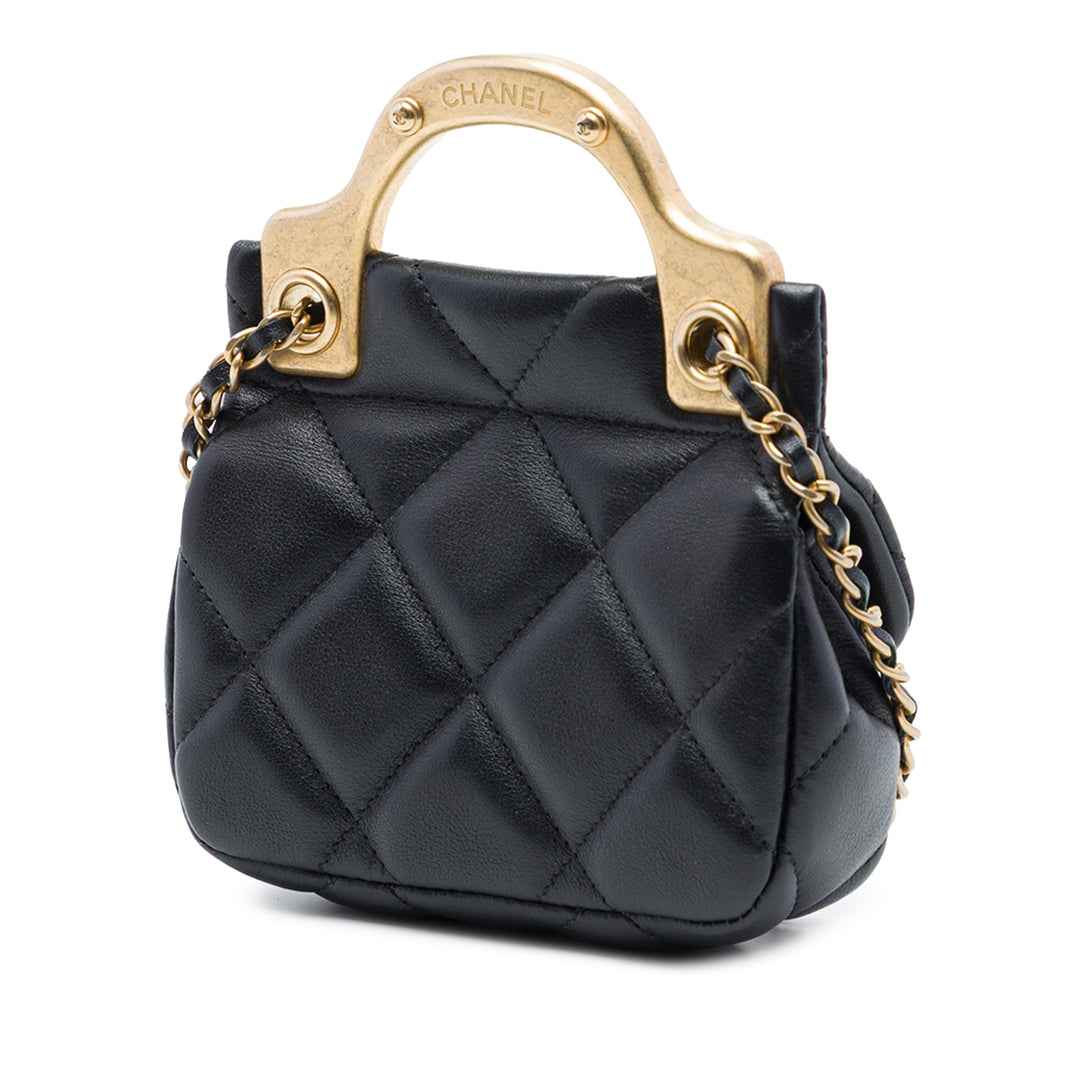 Chanel CC Matelassé Cuir de veau Lady Card Holder avec chaîne sac à anse supérieure