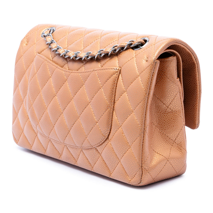 Classic Métallisé Double rabat Moyen Cuir caviar Marron