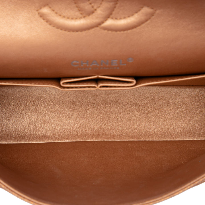 Classic Métallisé Double rabat Moyen Cuir caviar Marron