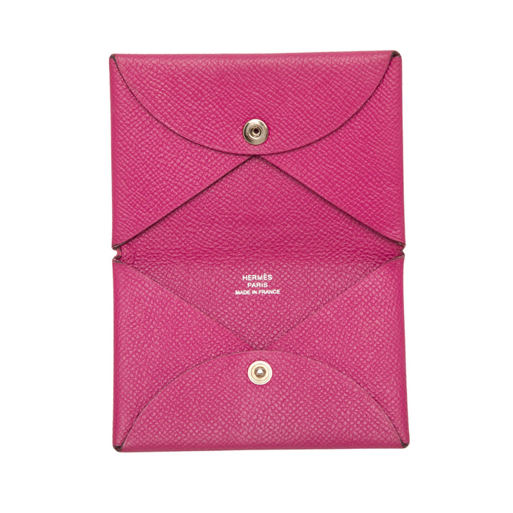 Hermès Calvi Porte-cartes Epsom Rose