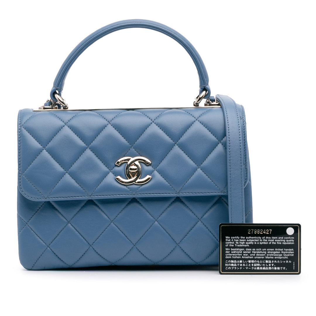 Small Quilted Lambskin Trendy CC Flap Blue - Gaby Paris
