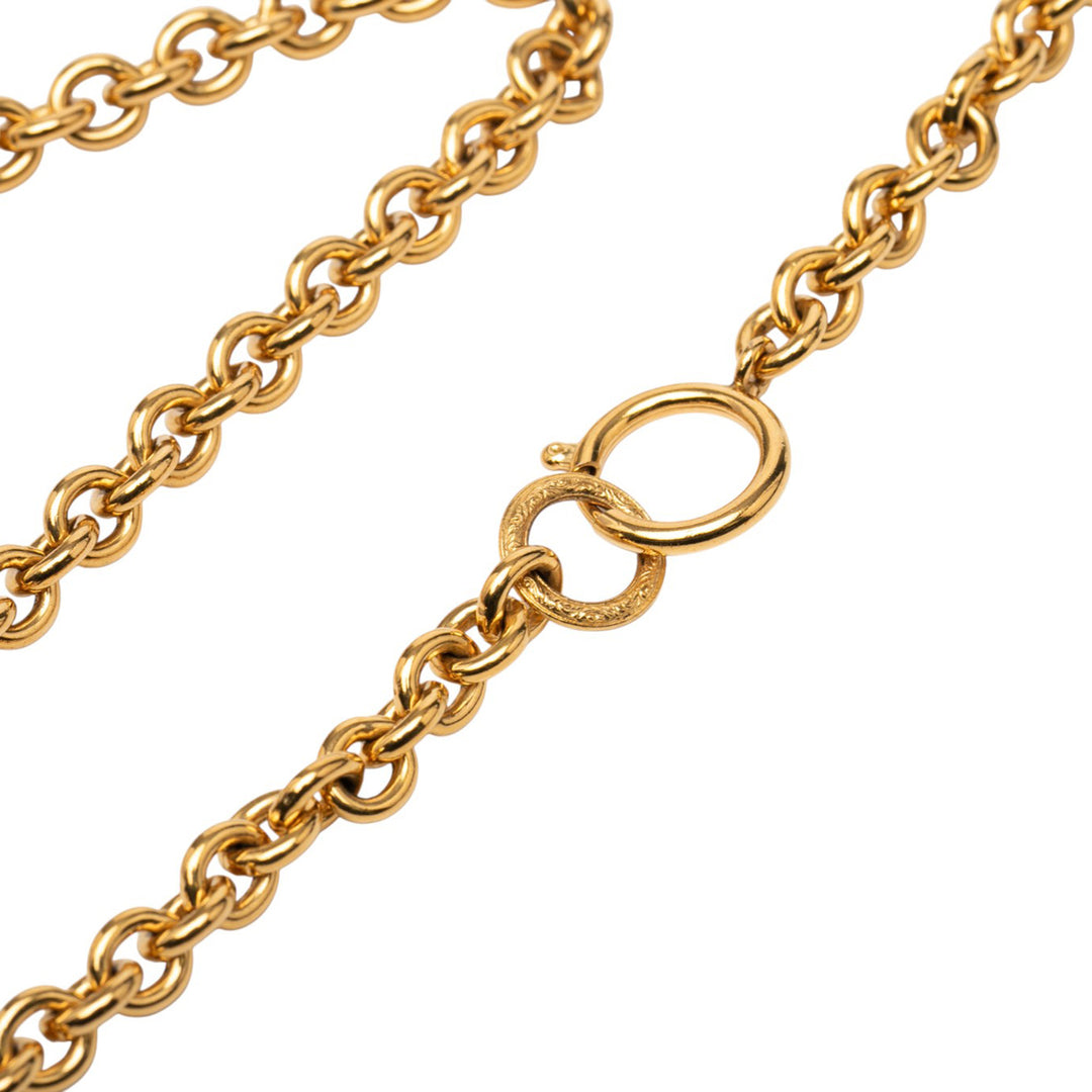 Chanel plaqué CC Matelassé Oval Pendant Collier