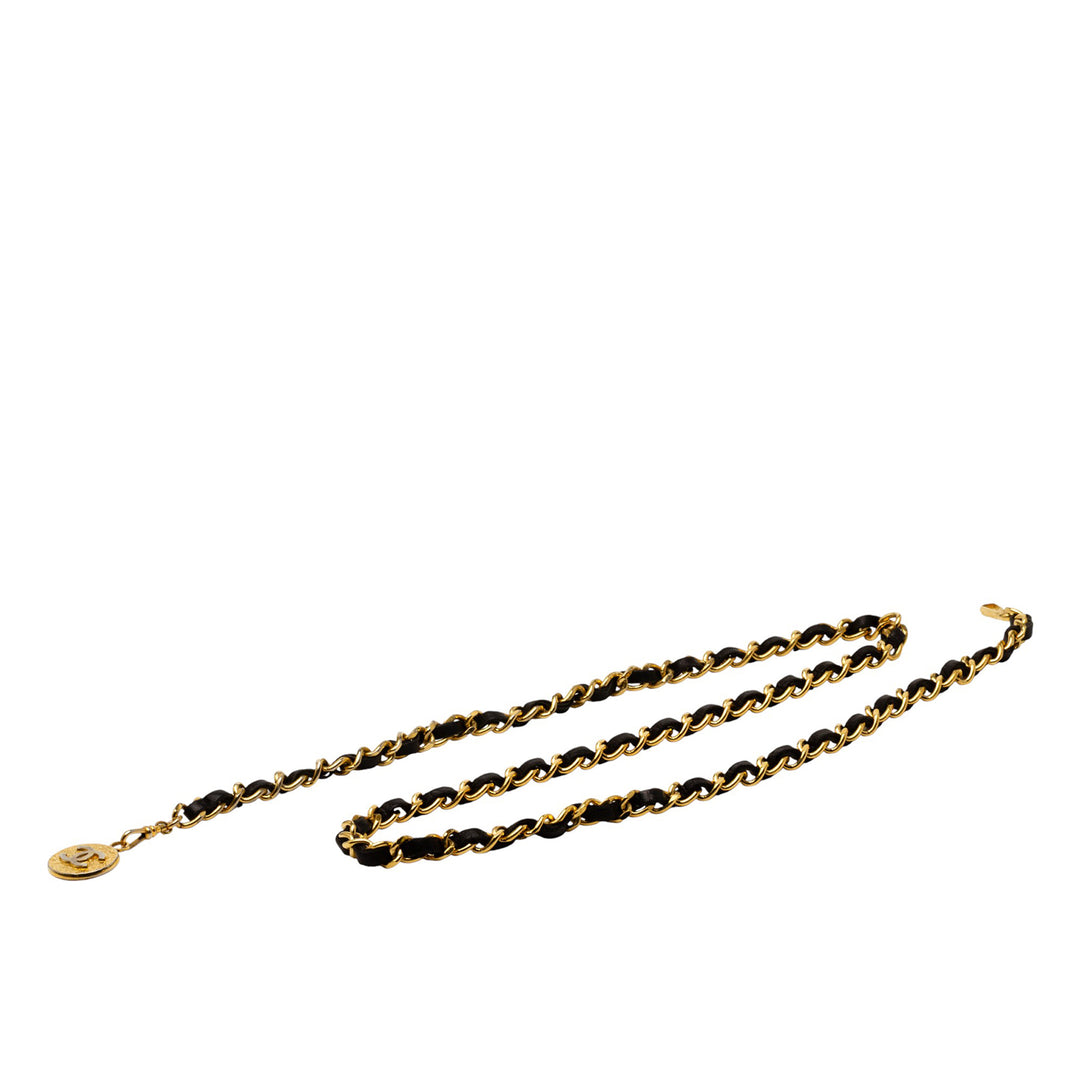 Chanel Cuir Woven plaqué CC Medallion Chain Belt
