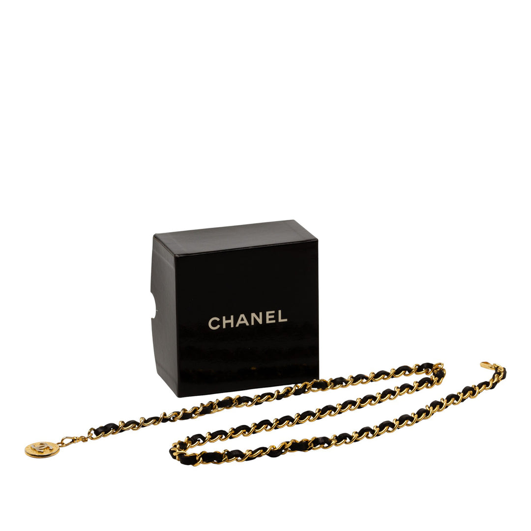 Chanel Cuir Woven plaqué CC Medallion Chain Belt