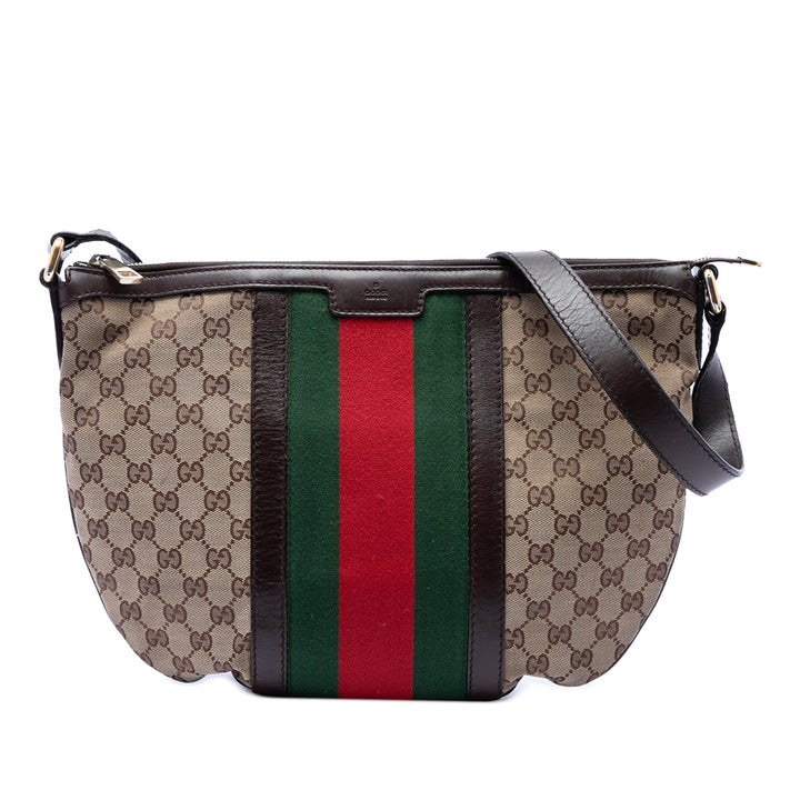 Gucci GG Web Half Moon Sac Moyen Toile