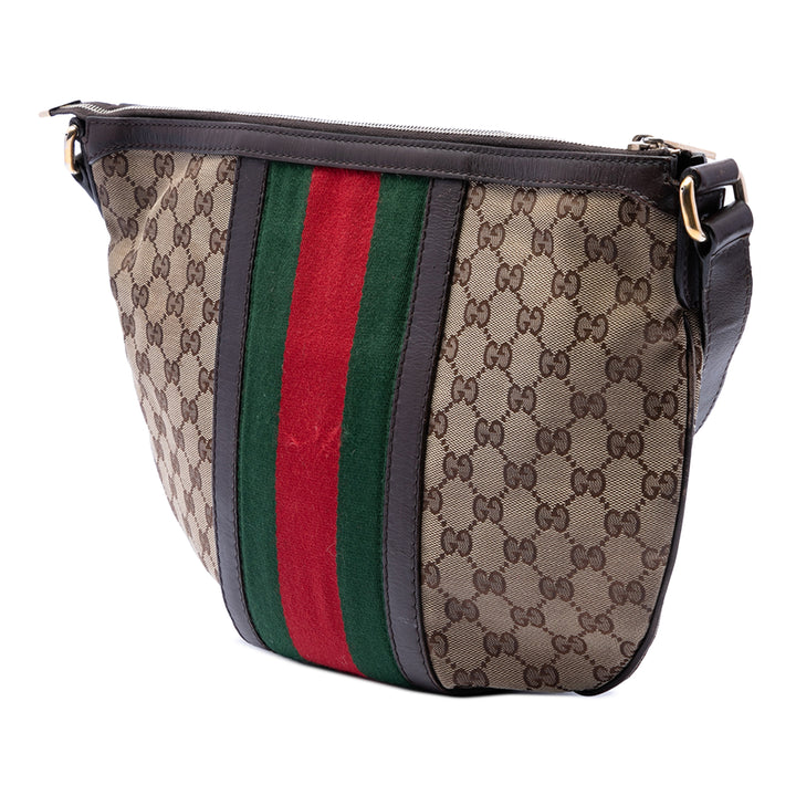 Gucci GG Web Half Moon Sac Moyen Toile