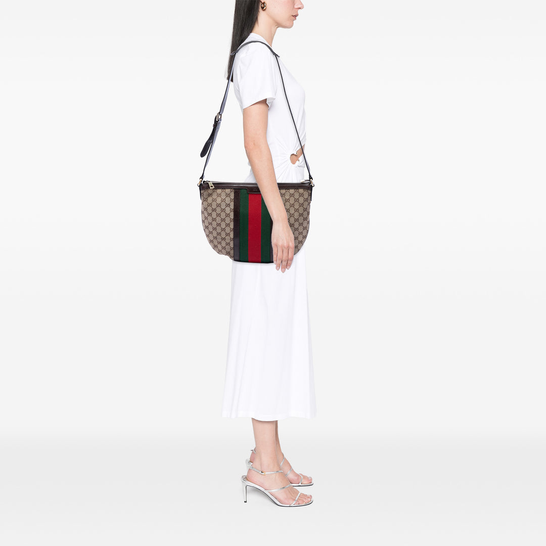 Gucci GG Web Half Moon Sac Moyen Toile