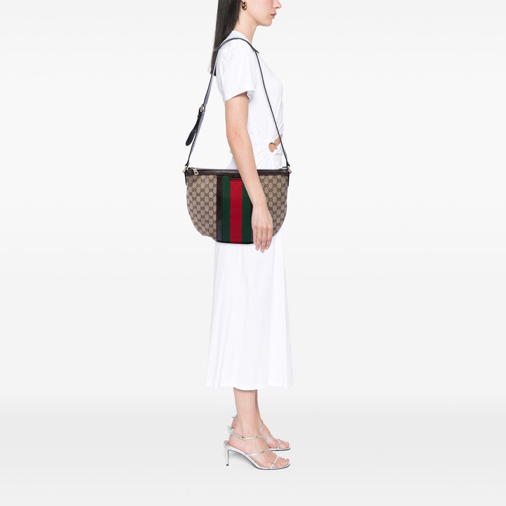 Gucci GG Web Half Moon Sac Moyen Toile