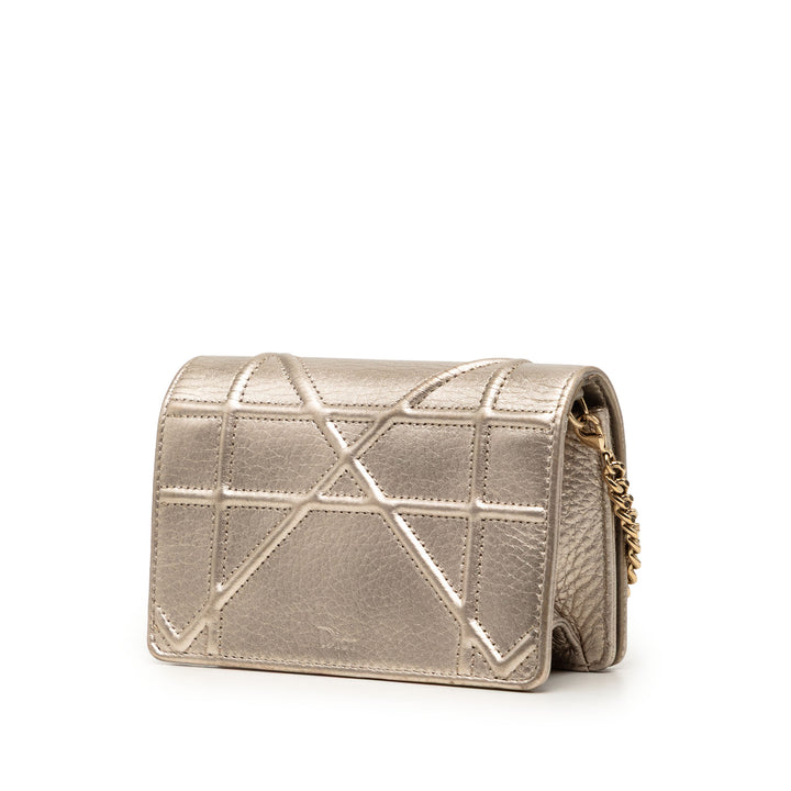 Dior Baby Metallic Cuir de veau grainé Diorama à rabat