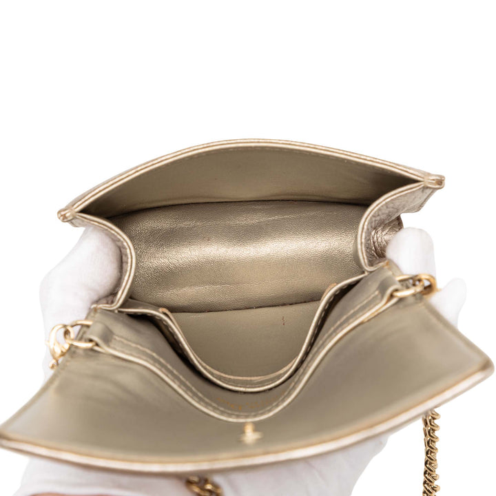 Dior Baby Metallic Cuir de veau grainé Diorama à rabat