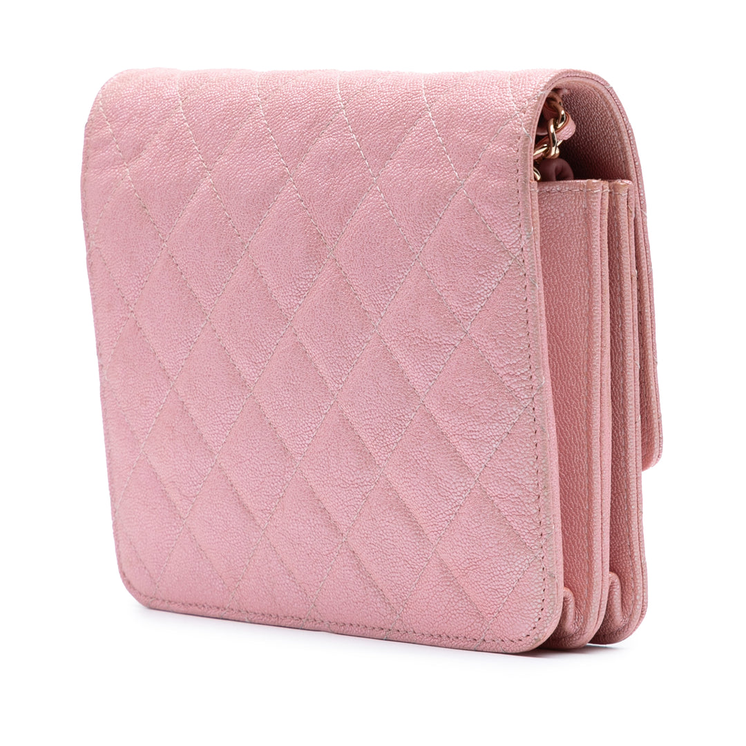 Chanel CC Carré Matelassé Irisé Wallet on Chain Cuir caviar Rose