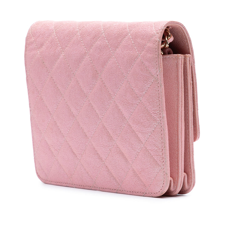 Chanel CC Carré Matelassé Irisé Wallet on Chain Cuir caviar Rose