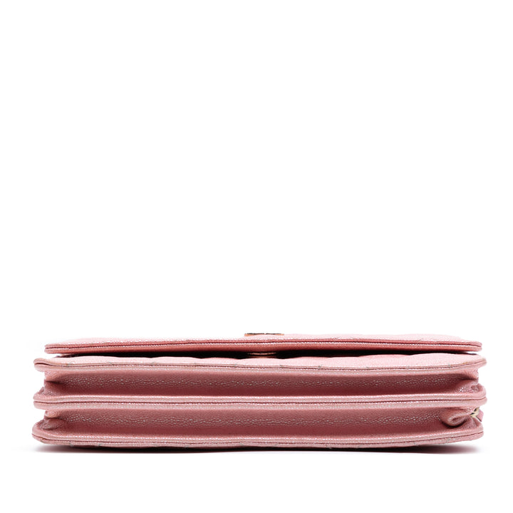 Chanel CC Carré Matelassé Irisé Wallet on Chain Cuir caviar Rose
