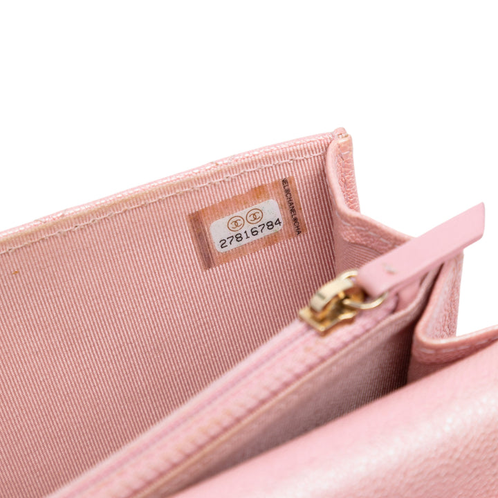 Chanel CC Carré Matelassé Irisé Wallet on Chain Cuir caviar Rose