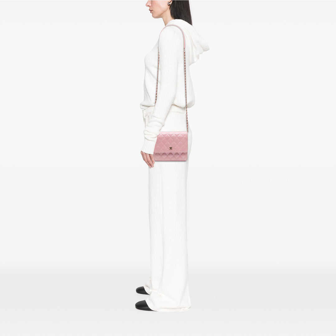 Chanel CC Carré Matelassé Irisé Wallet on Chain Cuir caviar Rose