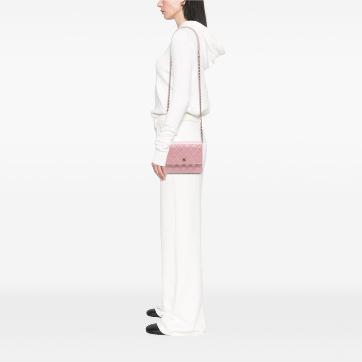 Chanel CC Carré Matelassé Irisé Wallet on Chain Cuir caviar Rose