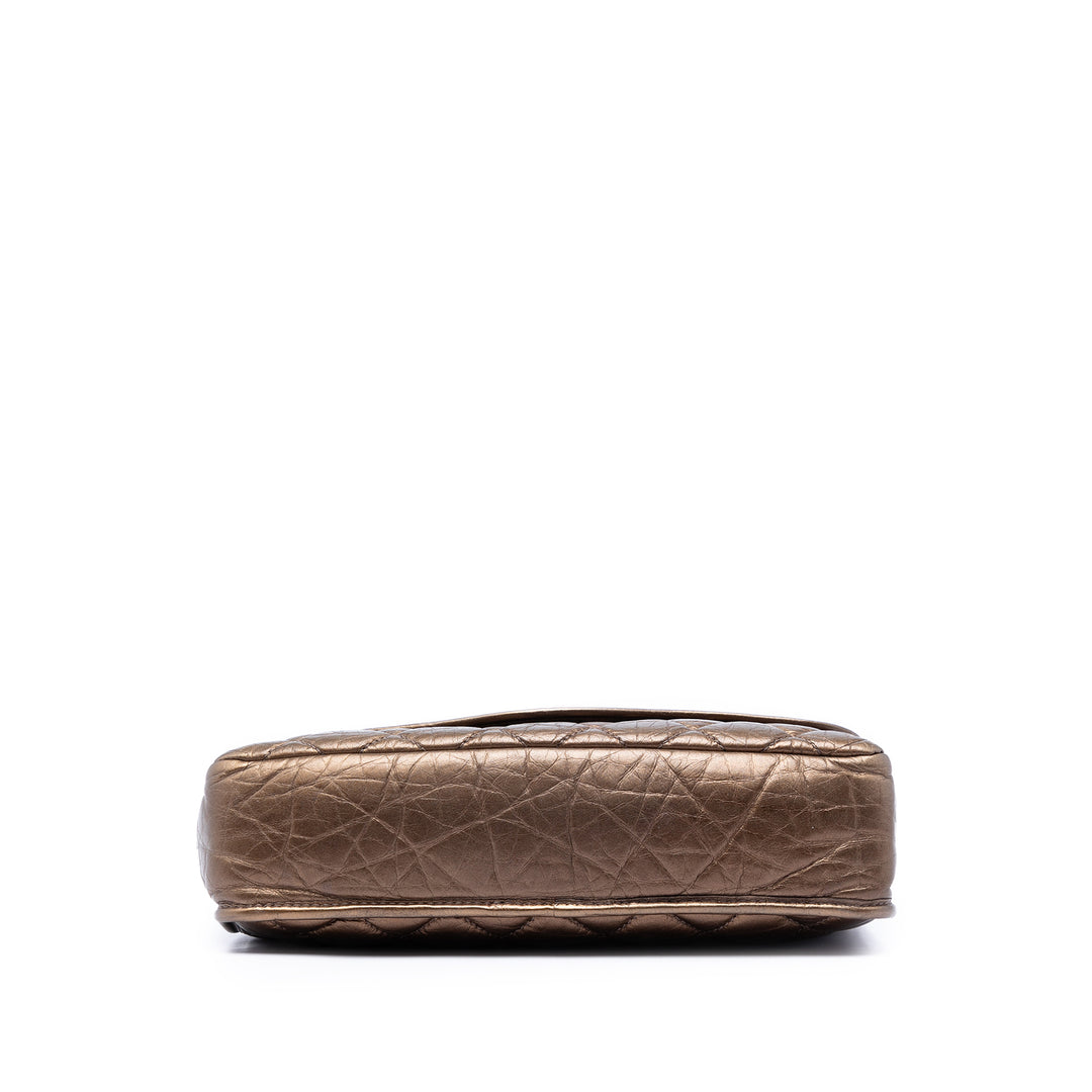 Chanel Matelassé Metallic vieilli Cuir de veau Vintage Ligne à rabat