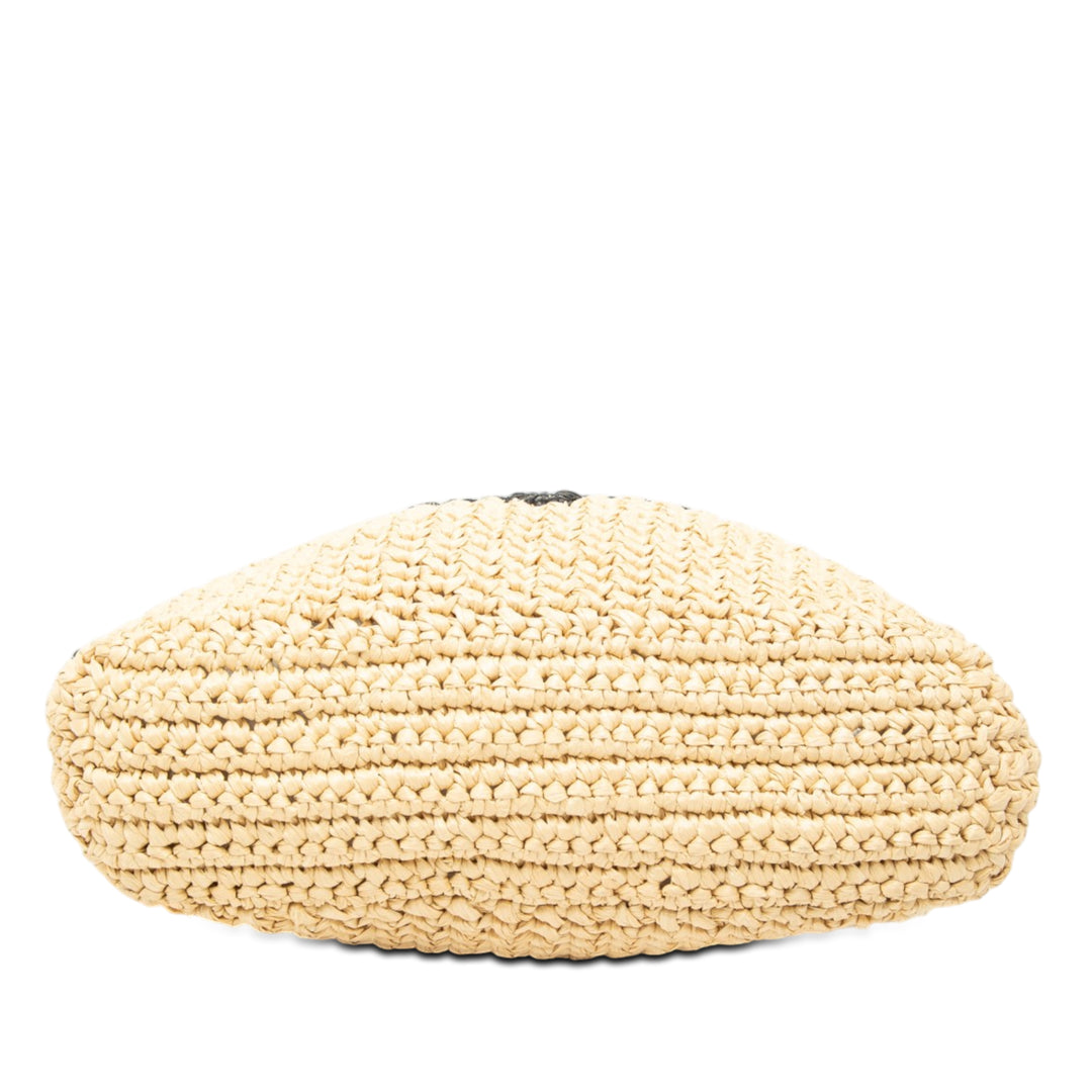 Prada Small Raffia Effect Crochet brodé Logo Cabas