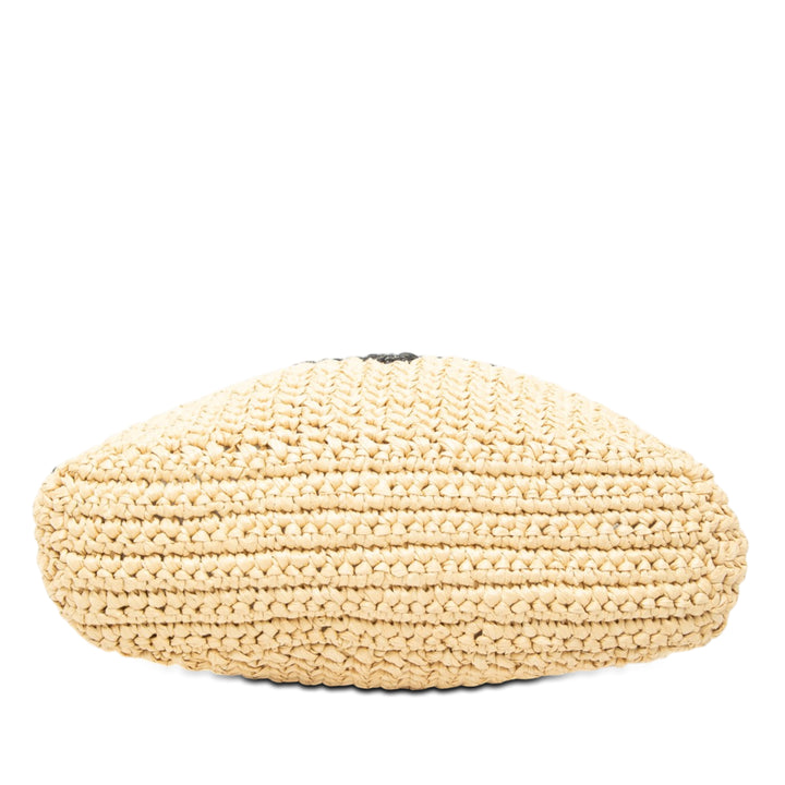 Prada Small Raffia Effect Crochet brodé Logo Cabas
