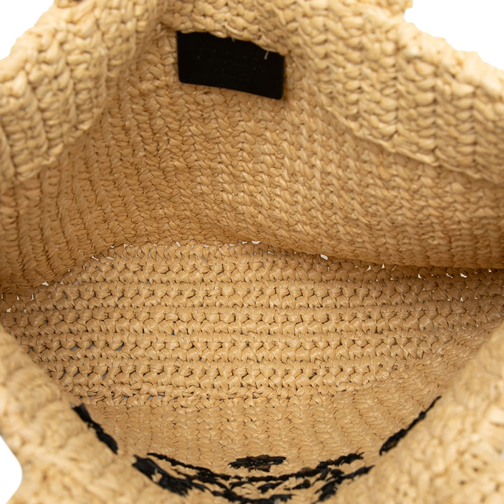Prada Small Raffia Effect Crochet brodé Logo Cabas