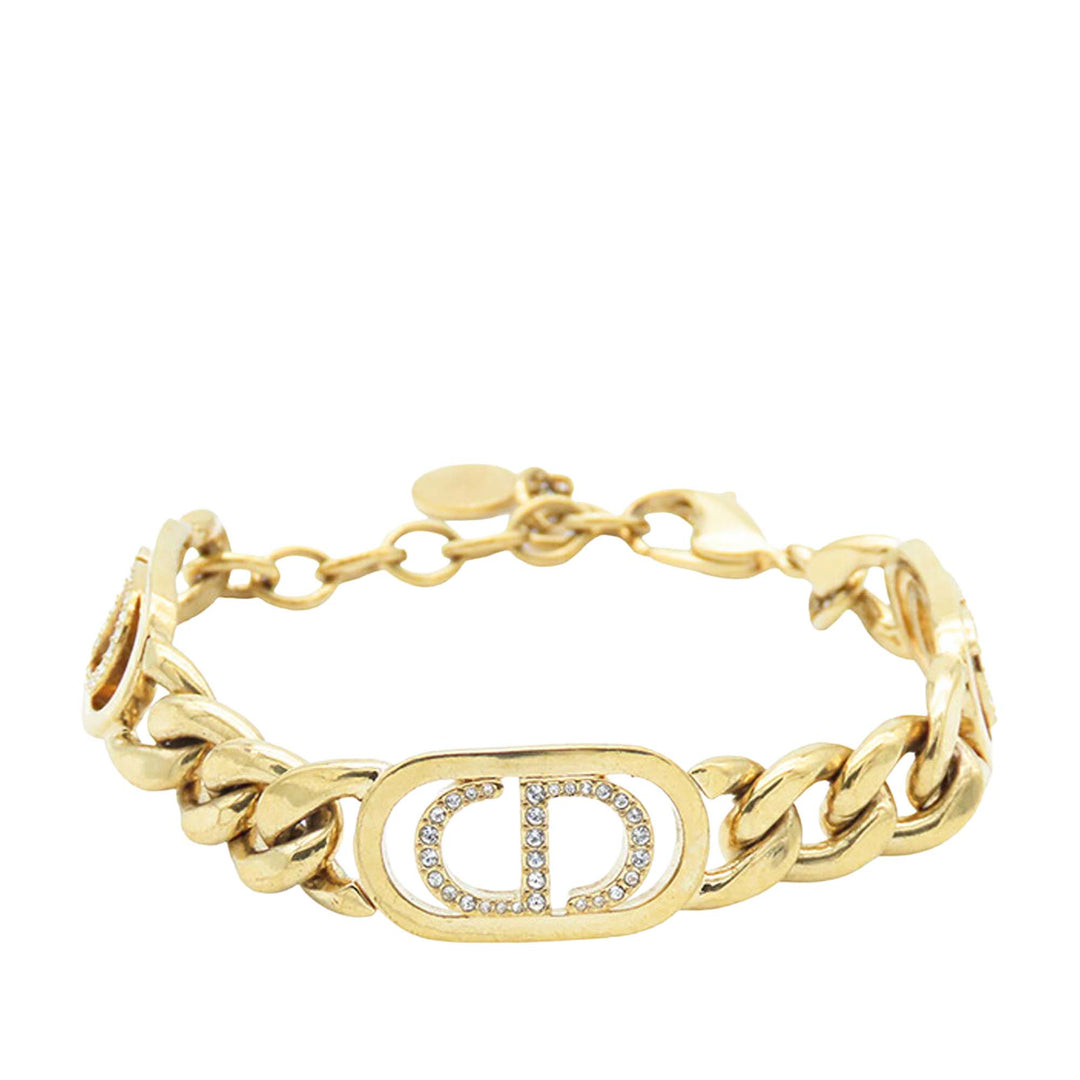 Dior Doré Plated Rhinestones 30 Montaigne Chain Bracelet Doré – GABY PARIS Authentique