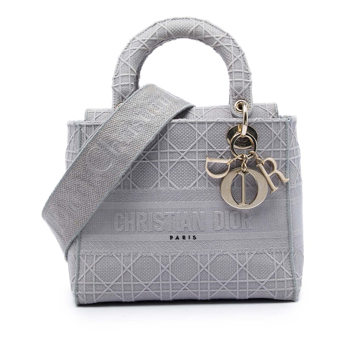 Lady D-Lite Cannage brodé Moyen Gris