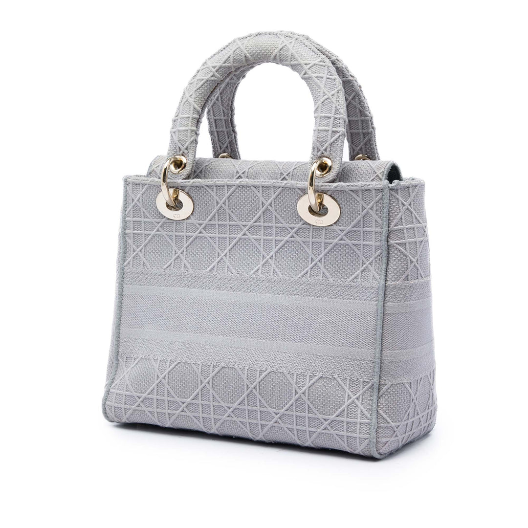 Lady D-Lite Cannage brodé Moyen Gris