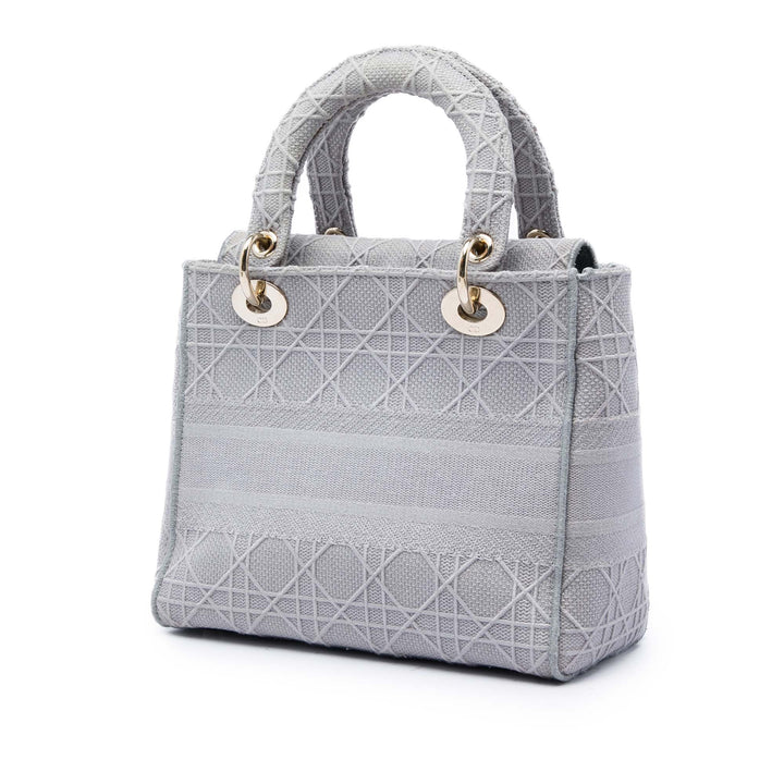 Lady D-Lite Cannage brodé Moyen Gris