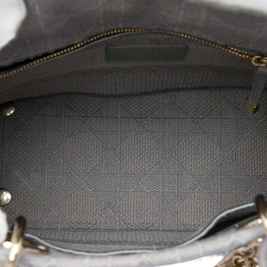 Lady D-Lite Cannage brodé Moyen Gris