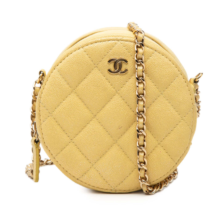 Chanel CC Matelassé Caviar Rond Pochette avec chaîne