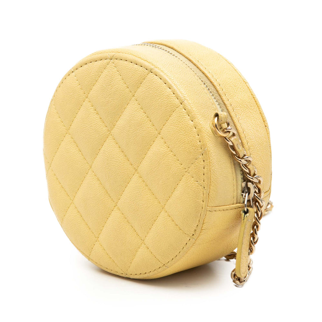 Chanel CC Matelassé Caviar Rond Pochette avec chaîne