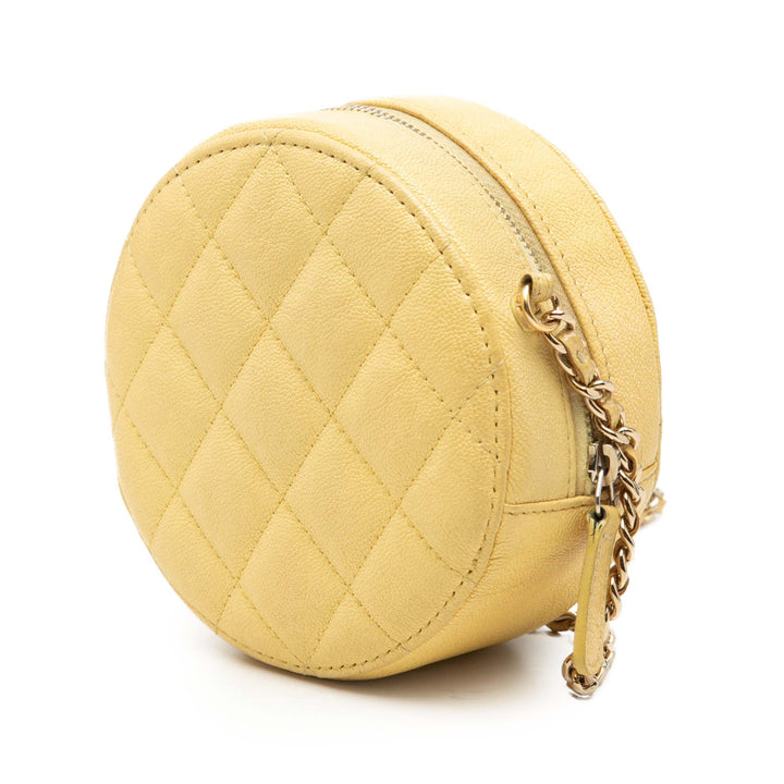 Chanel CC Matelassé Caviar Rond Pochette avec chaîne