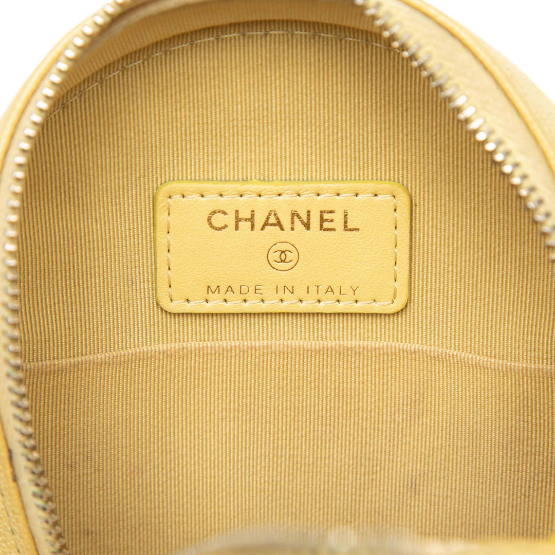 Chanel CC Matelassé Caviar Rond Pochette avec chaîne